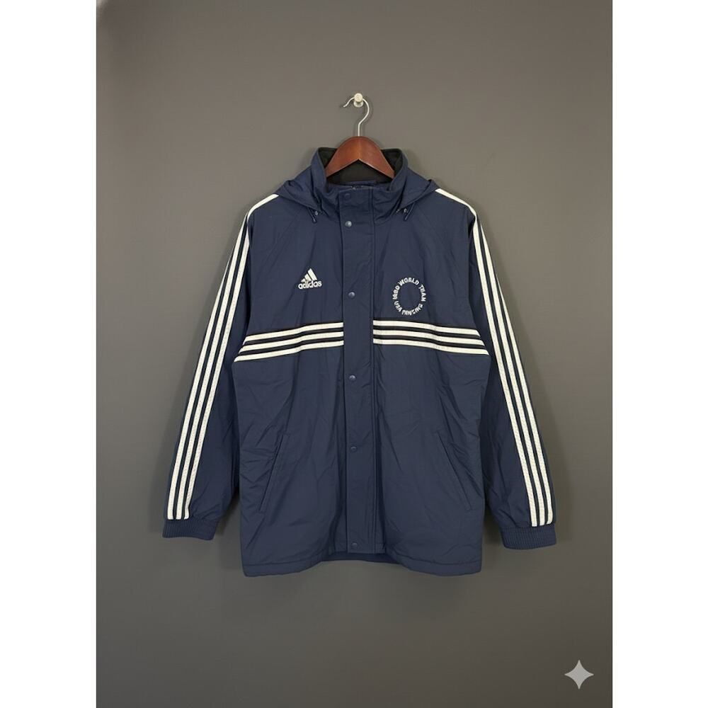 Vintage Adidas 1999 World Team USA Fencing Navy White Winter Coat Jacket L
